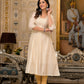 Juniper Ivory Floral Printed Chanderi Kurta With Mirror Work Embroidery - Swadesiicart