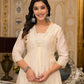 Juniper Ivory Floral Printed Chanderi Kurta With Mirror Work Embroidery - Swadesiicart