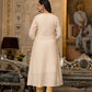 Juniper Ivory Floral Printed Chanderi Kurta With Mirror Work Embroidery - Swadesiicart