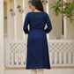Juniper Blue Solid Rayon Kurta With Sequins & Doris - Swadesiicart