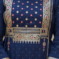 Juniper Blue Solid Rayon Kurta With Sequins & Doris - Swadesiicart