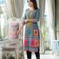 Juniper Blue Floral Printed Liva Rayon Kurta With Beads & Sequins Work - Swadesiicart