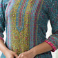 Juniper Blue Floral Printed Liva Rayon Kurta With Beads & Sequins Work - Swadesiicart