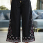 Juniper Women's Black Geometric Printed Liva Rayon Shrug With Inner & Palazzo Set With Thread & Mirror Work - Swadesiicart