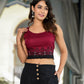 Juniper Women's Black Geometric Printed Liva Rayon Shrug With Inner & Palazzo Set With Thread & Mirror Work - Swadesiicart