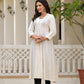 Juniper Off-White Solid Kurta With Mirror Work - Swadesiicart