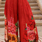 Juniper The Adah Rust Floral Printed Viscose Top & Skirt Set With Sequins & Thread Work - Swadesiicart