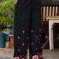 Juniper Women's Black Thread Embroidered Cotton Top & Palazzo Set With Button Detail - Swadesiicart