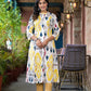 Juniper Women's Yellow Ikat Printed Liva Rayon Kurta With Button Closure - Swadesiicart