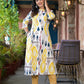 Juniper Women's Yellow Ikat Printed Liva Rayon Kurta With Button Closure - Swadesiicart