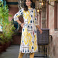 Juniper Women's Yellow Ikat Printed Liva Rayon Kurta With Button Closure - Swadesiicart
