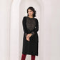 Juniper Women's Black Ethnic Motif Printed Cotton Winter Wear Kurta - Swadesiicart