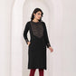 Juniper Women's Black Ethnic Motif Printed Cotton Winter Wear Kurta - Swadesiicart