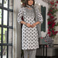 Juniper Women's Black Ethnic Motif Printed Cotton Kurta, Pant And Dupatta Set With Mirror & Thread Work - Swadesiicart