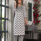 Juniper Women's Black Ethnic Motif Printed Cotton Kurta, Pant And Dupatta Set With Mirror & Thread Work - Swadesiicart
