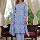 Juniper Women's Sky Blue Ethnic Motif Printed Cotton Kurta, Pant And Dupatta Set With Buttons & Lace - Swadesiicart