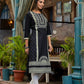 Juniper Women's Black Ethnic Motif Printed Rayon KurtaWith Straight Hemline And Buttons - Swadesiicart
