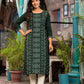 Juniper Women's Green Ethnic Motif Printed Round NeckRayon Kurta With Straight Hemline - Swadesiicart