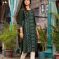 Juniper Women's Green Ethnic Motif Printed Round NeckRayon Kurta With Straight Hemline - Swadesiicart