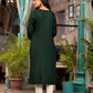 Juniper Women's Green Ethnic Motif Printed Round NeckRayon Kurta With Straight Hemline - Swadesiicart