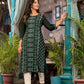 Juniper Women's Green Ethnic Motif Printed Round NeckRayon Kurta With Straight Hemline - Swadesiicart