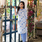 Juniper Women's Blue Floral Printed Cotton Kurta & Pant Set With Lace - Swadesiicart