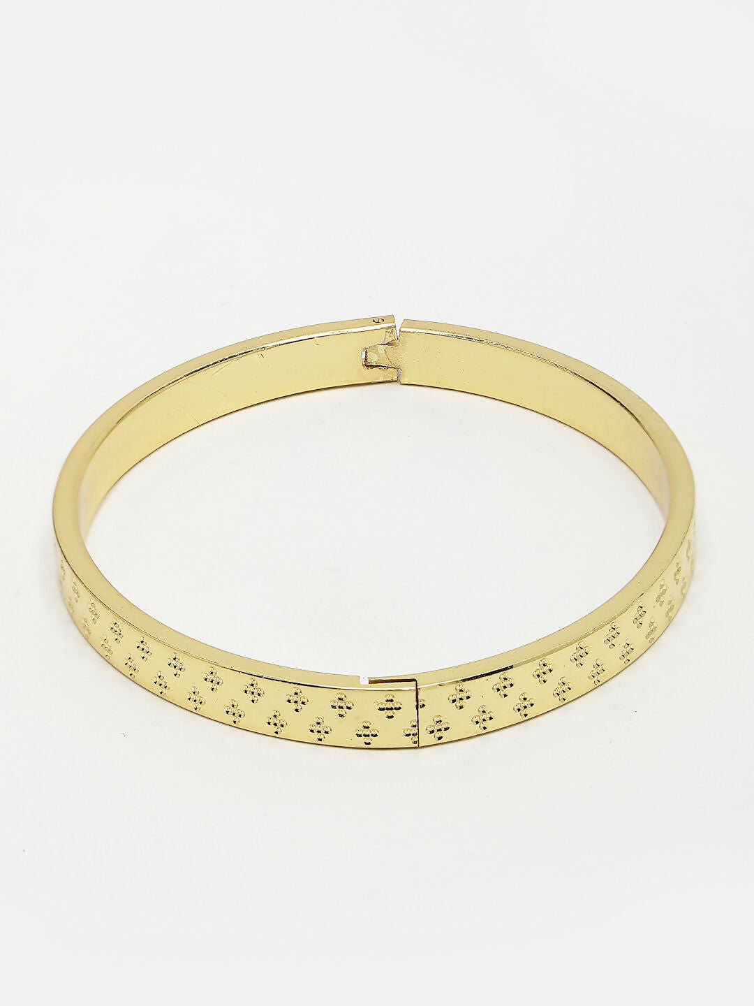 NVR Men's Gold-Polished Stainless Steel Kada Bracelet - Swadesiicart
