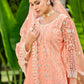Pretty Peach Stone & Cording Work Festive Palazzo Suit - Emponline | Swadesiicart