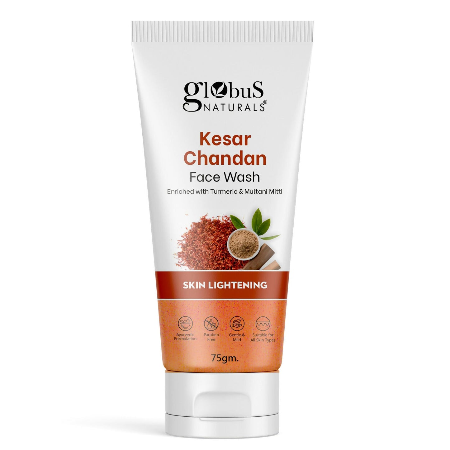Globus Naturals Kesar Chandan Skin Lightening & Tan Removal Face wash, Suitable For All Skin Types | Swadesiicart