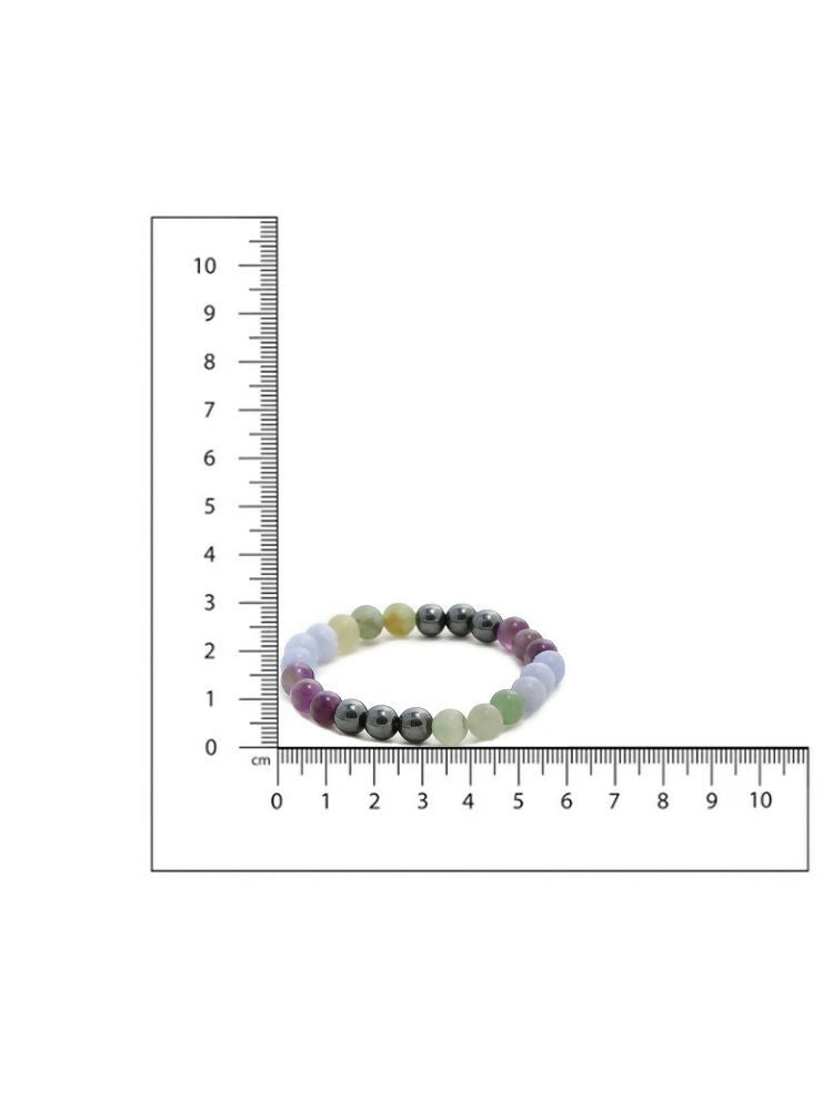 Red Carnelian, Amathyst Multicoloured Brown and Black Round crystal Beads Elastic Bracelet - Ruby Raang | Swadesiicart