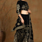 Juniper Women Black Velvet Printed Flared Lehenga Choli Sets | Swadesiicart