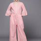 Ahalyaa Women Pink Printed Basic Jumpsuit - Swadesiicart