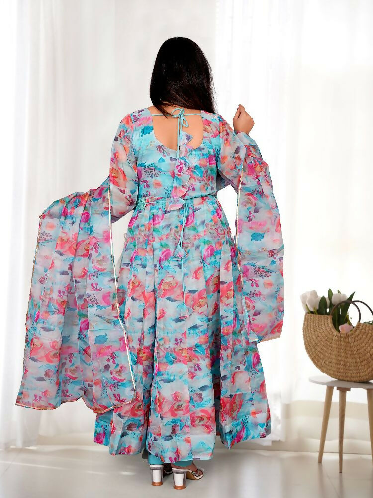 Joban Fashion Sky Kurta Set Organza Sequin Embroidery Work - Swadesiicart