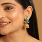 Nuyug 22K Gold Plated Turquoise Grace Earrings | Swadesiicart