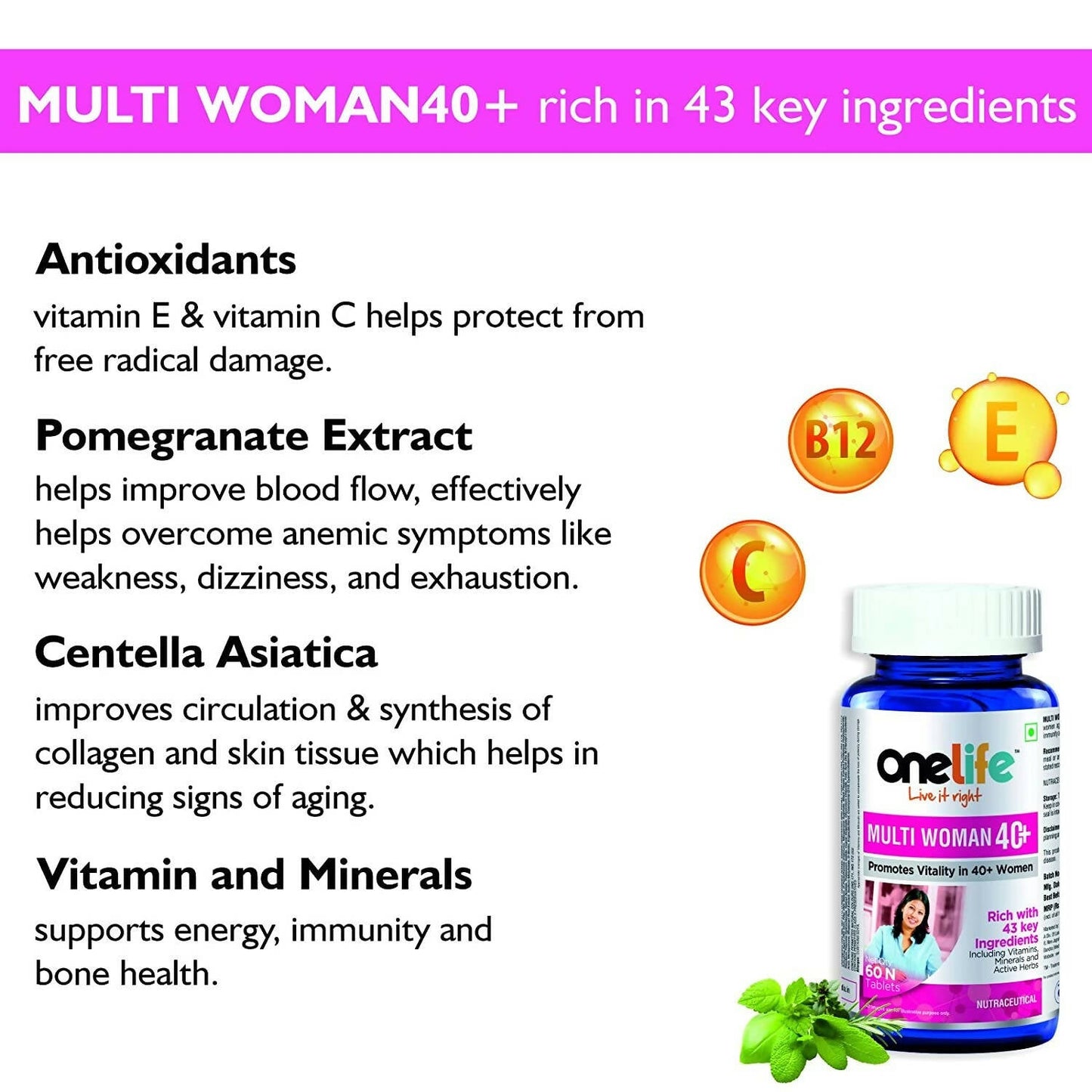 Onelife Multi Woman Multivitamin For 40+ Women Tablets | Swadesiicart