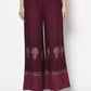 Aniyah Rayon Wine Color Block Print Flared Slip-On Palazzo (AN-173K)