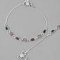 VOJ Set of 2 Silver Plated Heart Shaped Multi Color Anklet - Swadesiicart