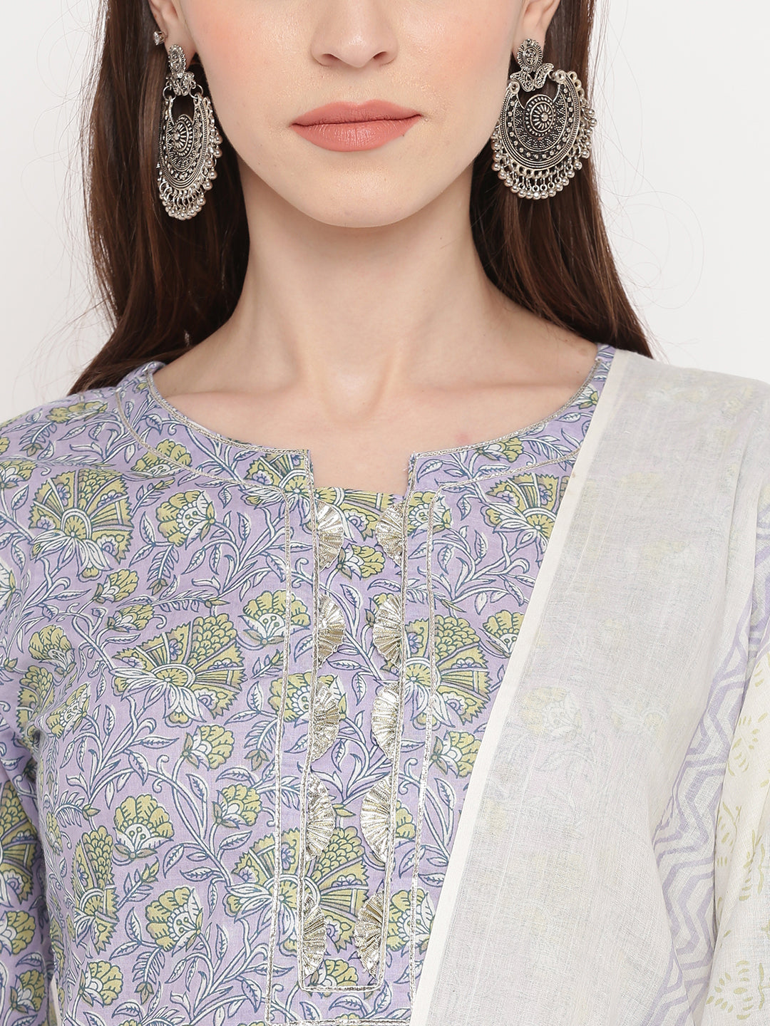 NOZ2TOZ Women's Purple Printed Kurta With Palazzo & Dupatta Set (Set of 3) - Swadesiicart