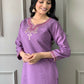 Partywear Designer Purple Viscos Rayon Stitched Suit With Dupatta - Tanisha | Swadesiicart