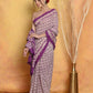 Very Much Indian Handblock Printed Cotton Saree With Natural Dyes - White | Swadesiicart