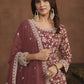 Faux Georgette Taupe Mauve Embroidered Festive Salwar Suit - Emponline | Swadesiicart