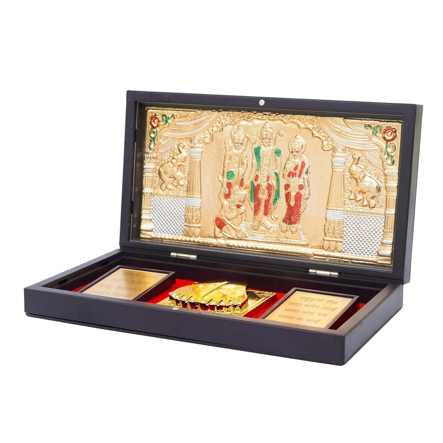 Naitik Creation Lord Ram Darbar Gold-Polished Photo Frame With Charan Paduka - Swadesiicart