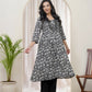 Vaasvablack Floral Cotton Printed Gathered Kurti With Pant | Swadesiicart