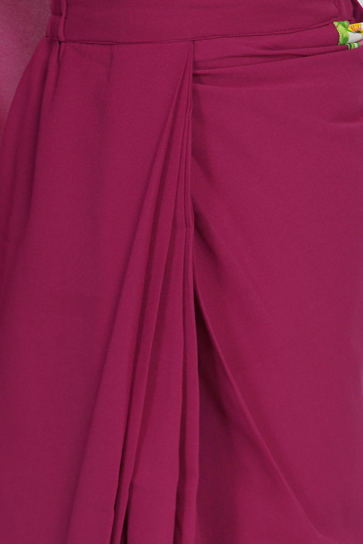Little Bansi Girls Floral Print Ready to Wear Saree and Floral Blouse - Magenta | Swadesiicart