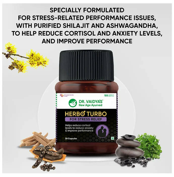 Dr. Vaidya's Herbo 24 Turbo Capsules For Stress Relief | Swadesiicart