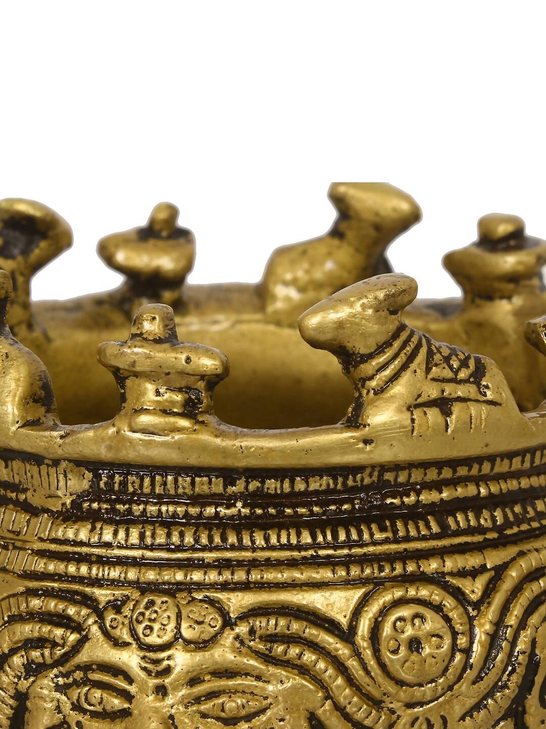 eCraftIndia Gold-Toned Handcrafted Brass Auspicious Nandi Kalash for Religious Offerings | Swadesiicart
