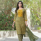BulBul Aaliya Green Elegance Cotton Kurta Set with Embroidered Organza Dupatta - Swadesiicart