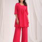 Janasya From Style Master Dobby Georgette Self Design Gathered Top & Bottom Set | Swadesiicart