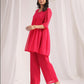 Janasya From Style Master Dobby Georgette Self Design Gathered Top & Bottom Set | Swadesiicart
