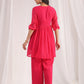 Janasya From Style Master Dobby Georgette Self Design Gathered Top & Bottom Set | Swadesiicart
